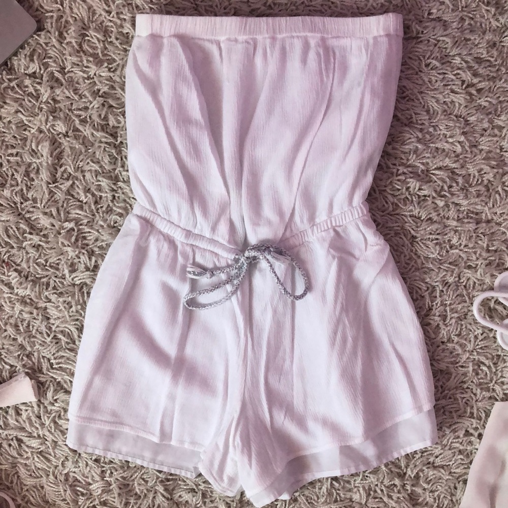 Strapless white romper